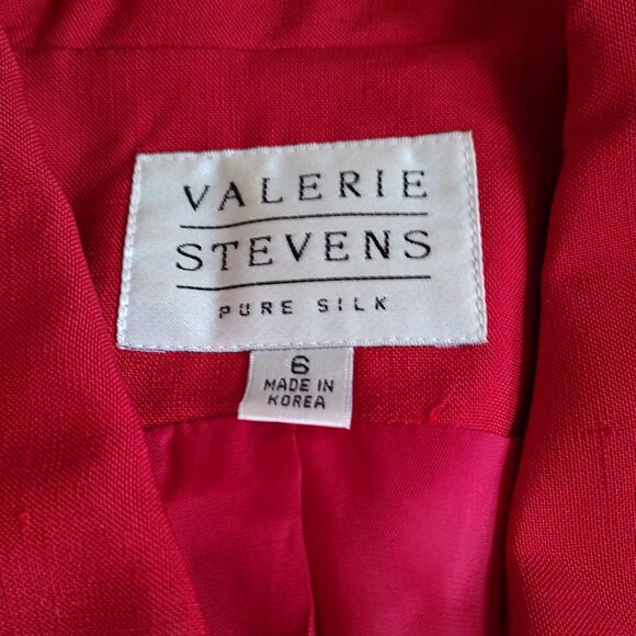 Vintage Red Valerie Stevens 100% Silk 2-Piece Skirt & Jacket Suit-Size 6 - Picture 8 of 11